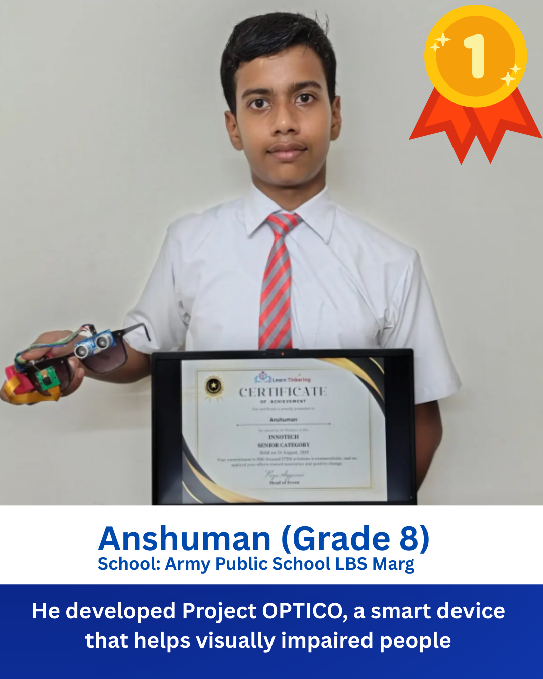 Student with certificate